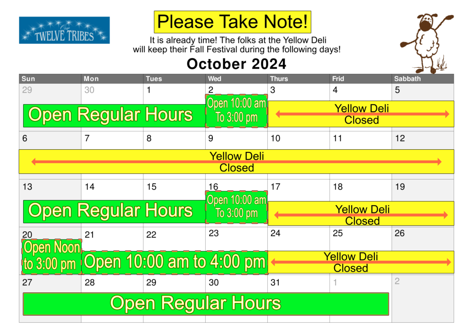 October Festival Schedule. 