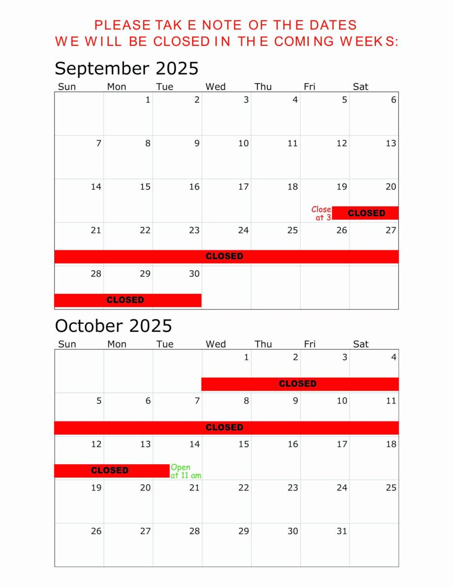 Fall Festival Closure Notice